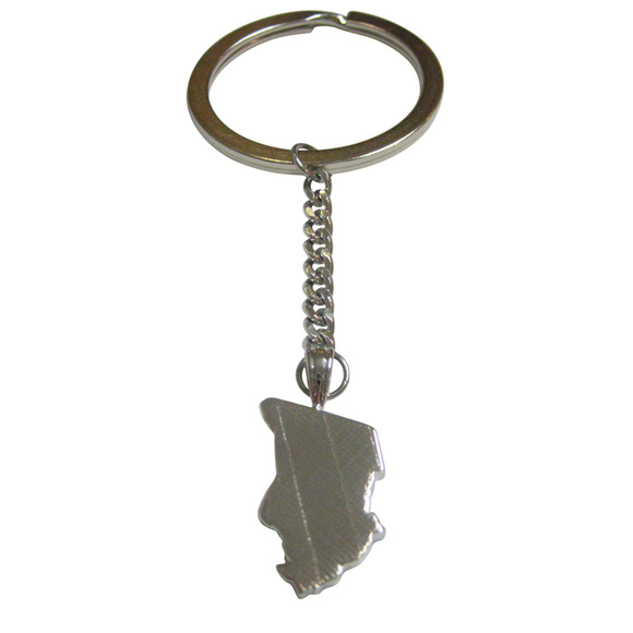 Chad Map Shape and Flag Design Pendant Keychain - Picture 1 of 2
